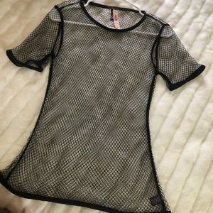 Victoria Secret Black Mesh top OS NWT